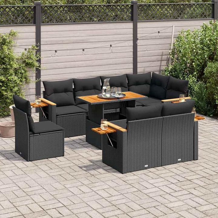 Set Canapele De Grădină, 9 Piese, Cu Perne, , Poliratan