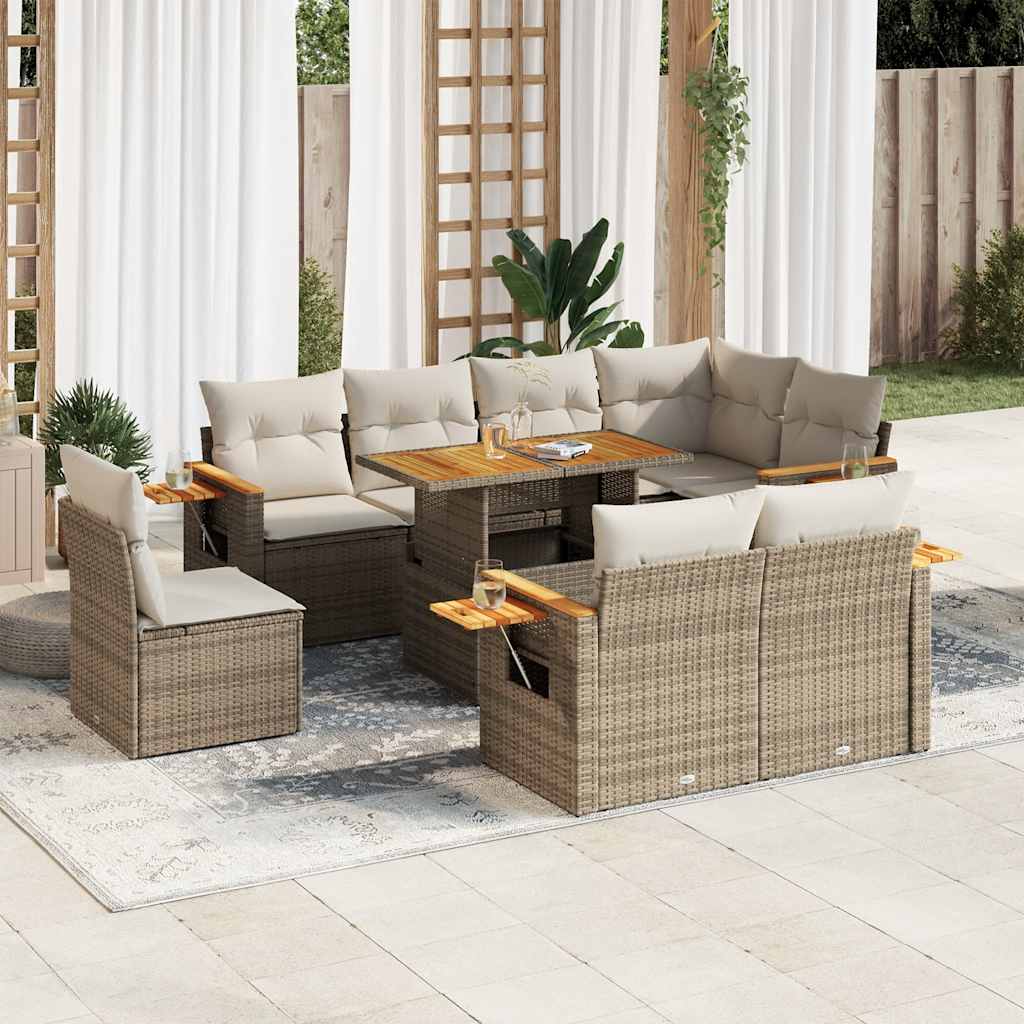 Set Canapele De Grădină, 9 Piese, Cu Perne, , Poliratan