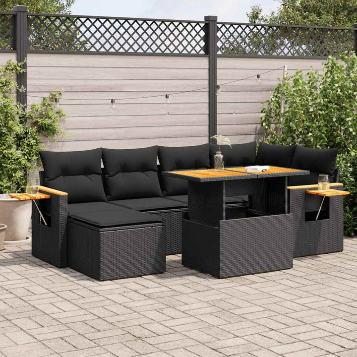 Set Canapele De Grădină Cu Perne, 7 Piese, , Poliratan