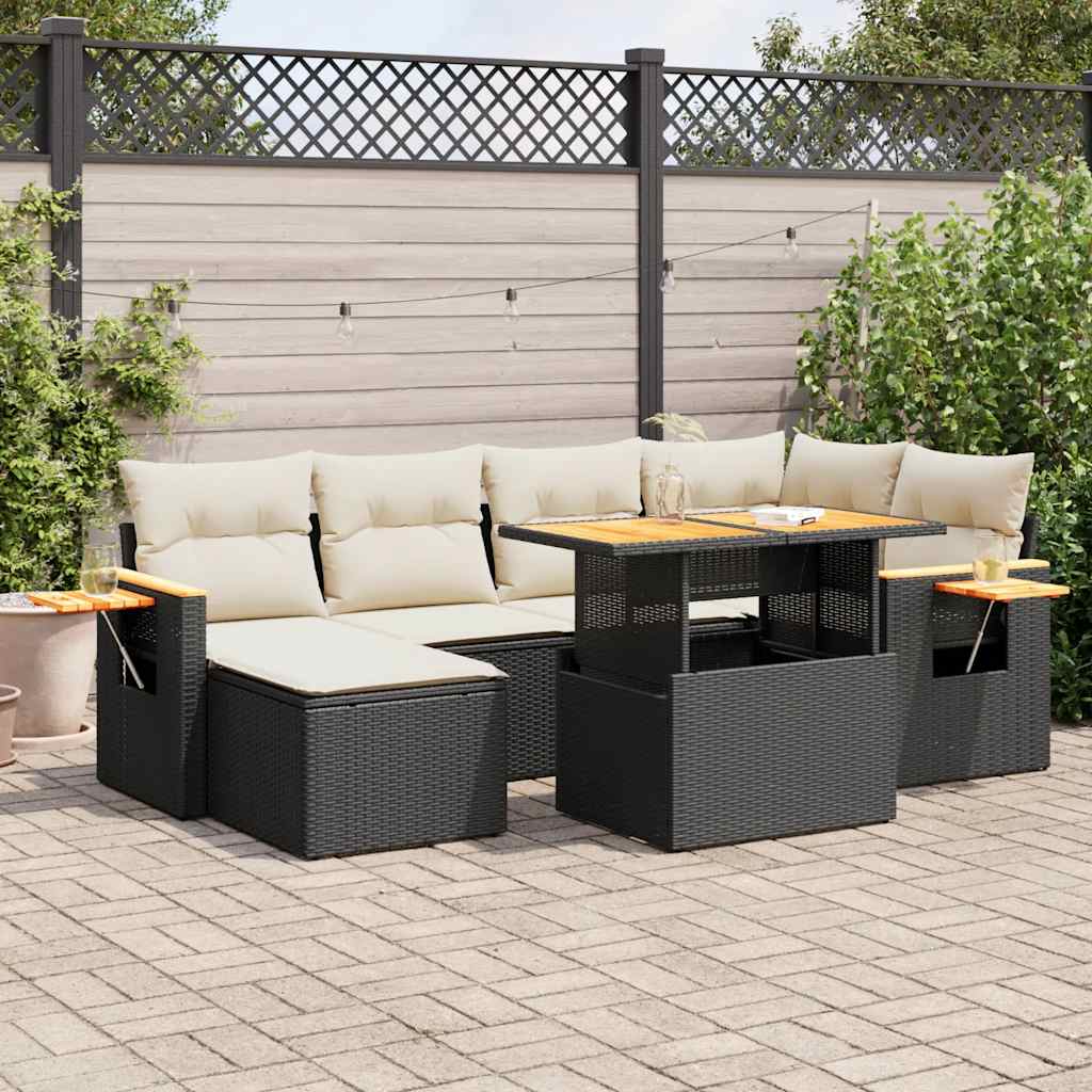 Set Canapele De Grădină Cu Perne, 7 Piese, , Poliratan