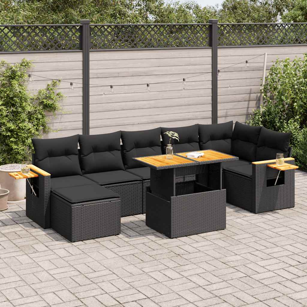 Set Canapele De Grădină Cu Perne, 8 Piese, , Poliratan