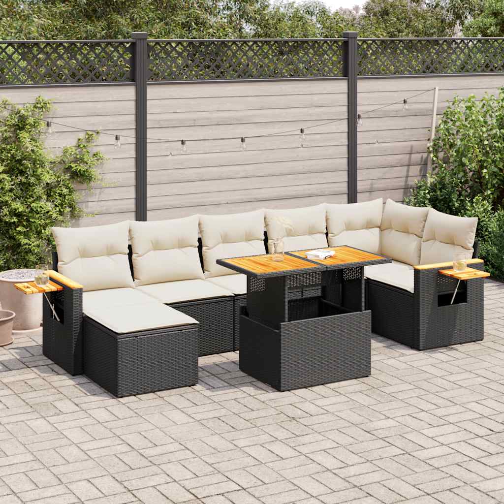 Set Canapele De Grădină Cu Perne, 8 Piese, , Poliratan