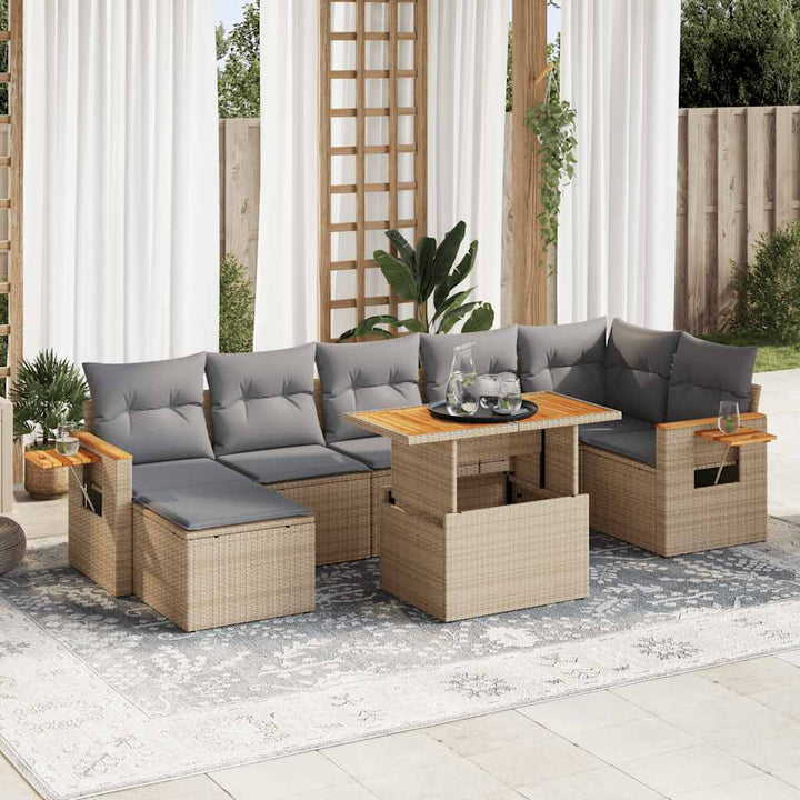 Set Canapele De Grădină Cu Perne, 8 Piese, , Poliratan