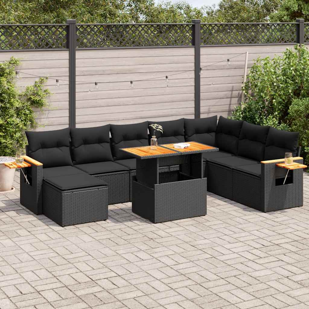 Set Canapele De Grădină, 9 Piese, Cu Perne, , Poliratan