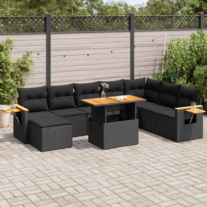 Set Canapele De Grădină, 9 Piese, Cu Perne, , Poliratan