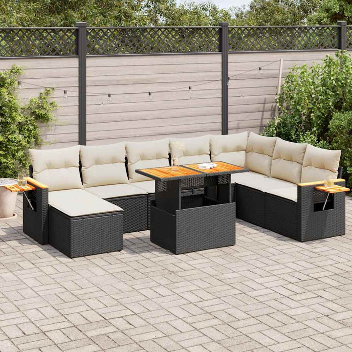 Set Canapele De Grădină, 9 Piese, Cu Perne, , Poliratan