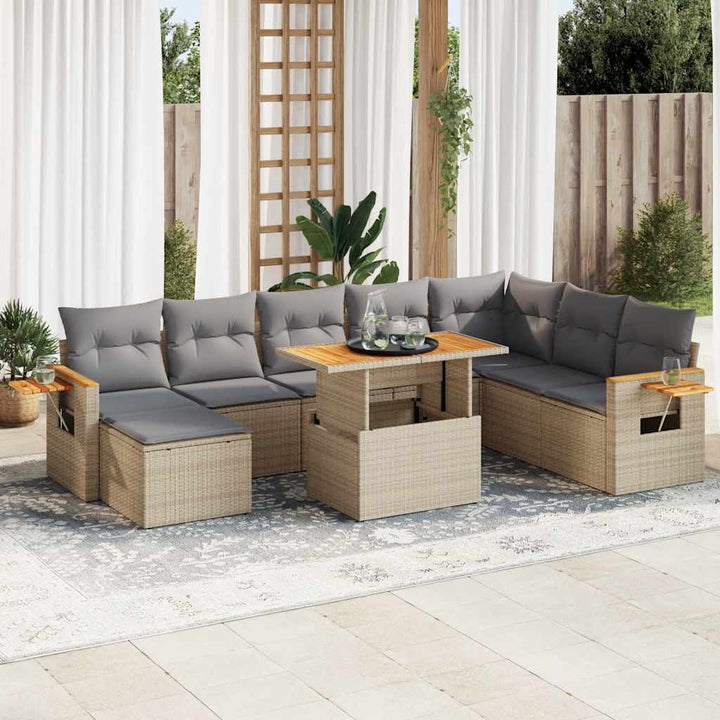 Set Canapele De Grădină, 9 Piese, Cu Perne, , Poliratan