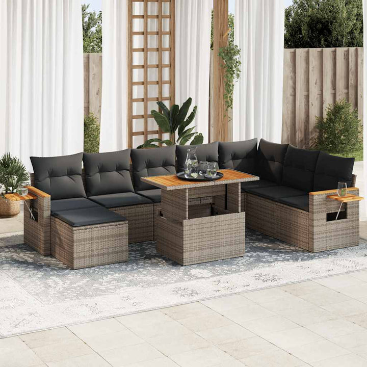 Set Canapele De Grădină, 9 Piese, Cu Perne, , Poliratan