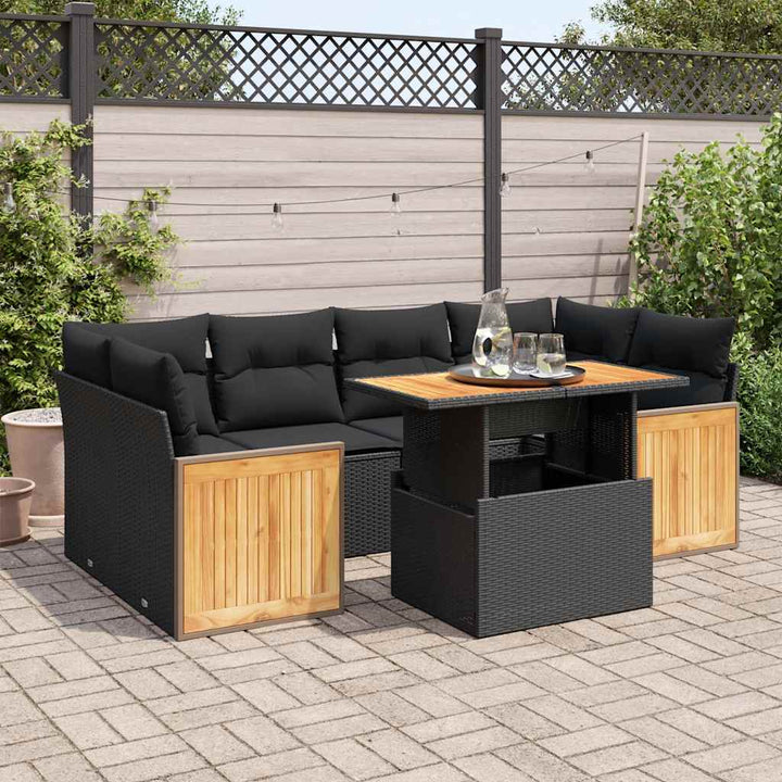 Set Canapele De Grădină Cu Perne, 7 Piese, , Poliratan