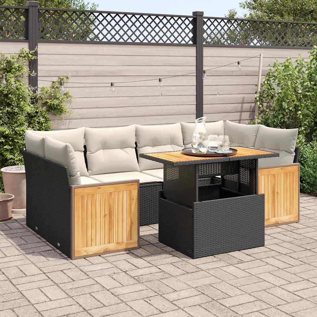 Set Canapele De Grădină Cu Perne, 7 Piese, , Poliratan