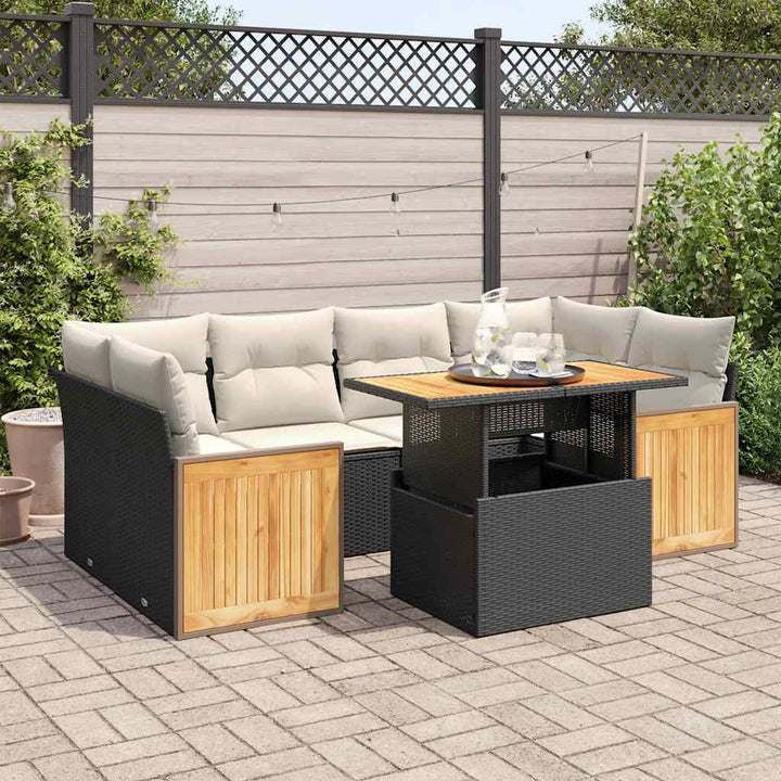 Set Canapele De Grădină Cu Perne, 7 Piese, , Poliratan