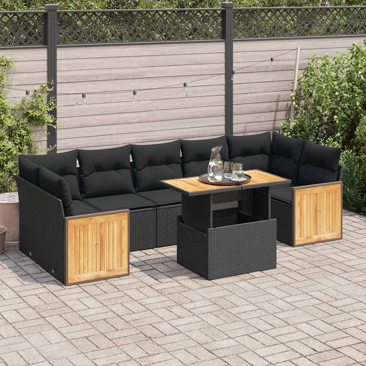 Set Mobilier De Grădină Cu Perne, 8 Piese, , Poliratan