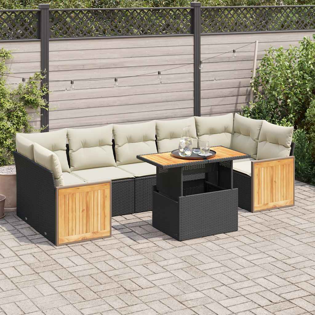 Set Mobilier De Grădină Cu Perne, 8 Piese, , Poliratan