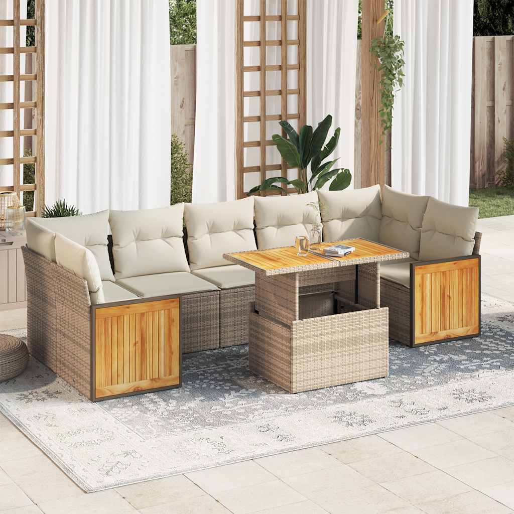 Set Mobilier De Grădină Cu Perne, 8 Piese, , Poliratan