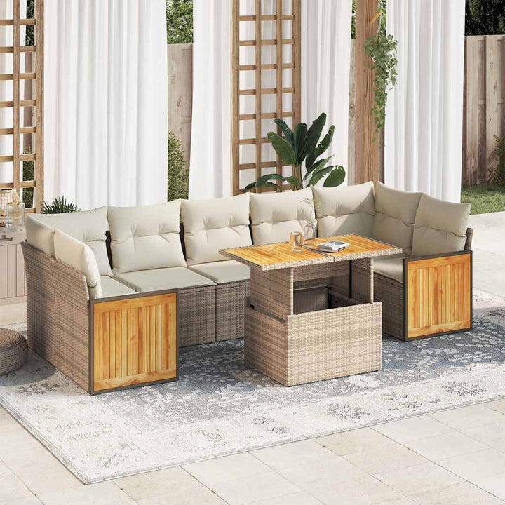 Set Mobilier De Grădină Cu Perne, 8 Piese, , Poliratan