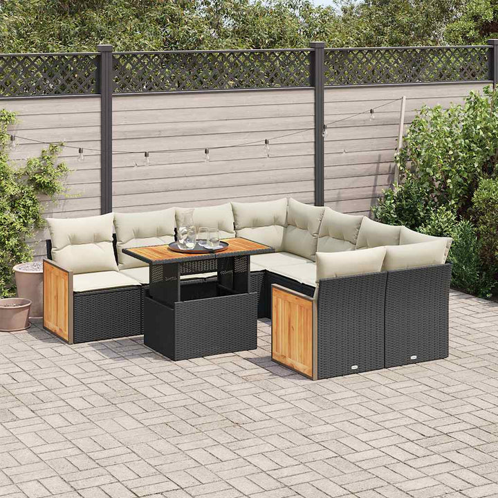 Set Mobilier De Grădină Cu Perne, 9 Piese, , Poliratan