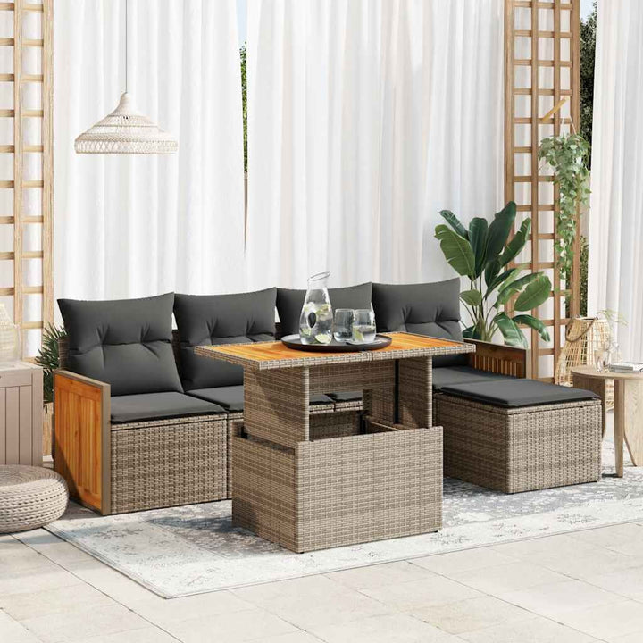 Set Mobilier De Grădină Cu Perne, 6 Piese, , Poliratan