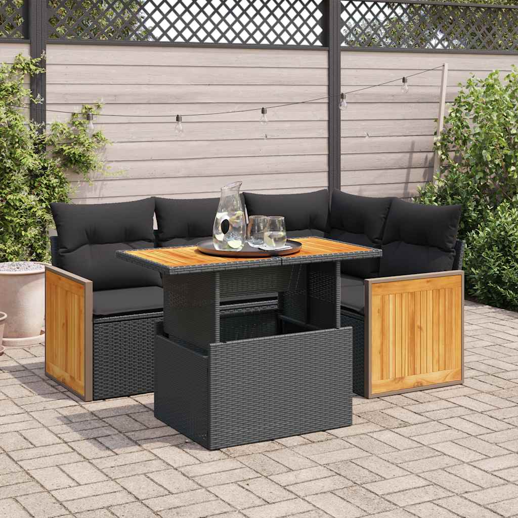 Set Mobilier De Grădină Cu Perne, 5 Piese, , Poliratan