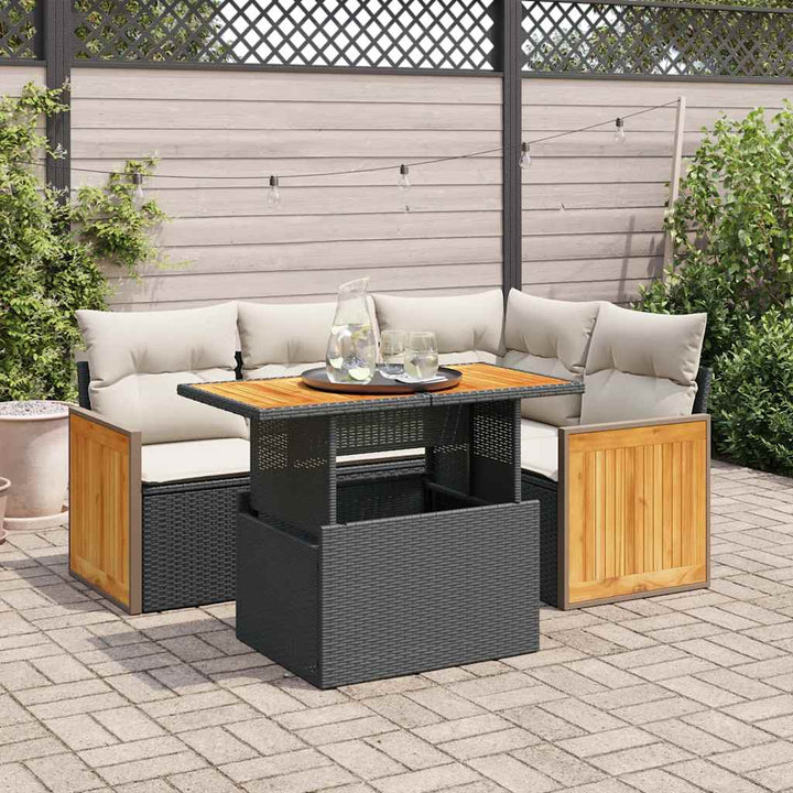 Set Mobilier De Grădină Cu Perne, 5 Piese, , Poliratan