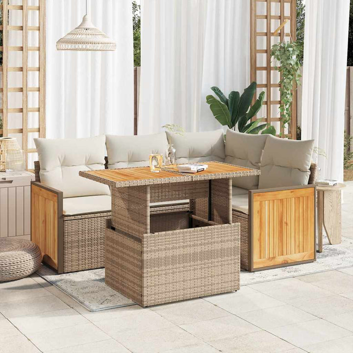 Set Mobilier De Grădină Cu Perne, 5 Piese, , Poliratan