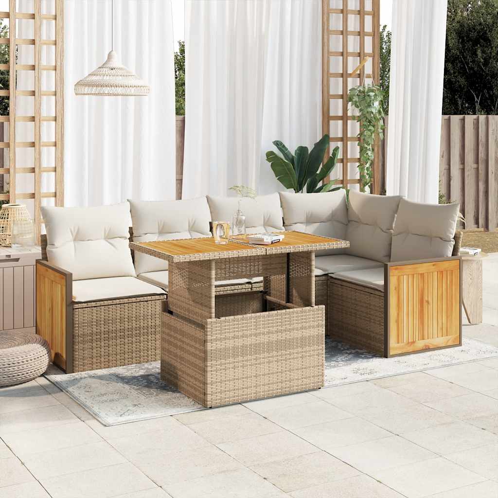 Set Mobilier De Grădină Cu Perne, 6 Piese, , Poliratan
