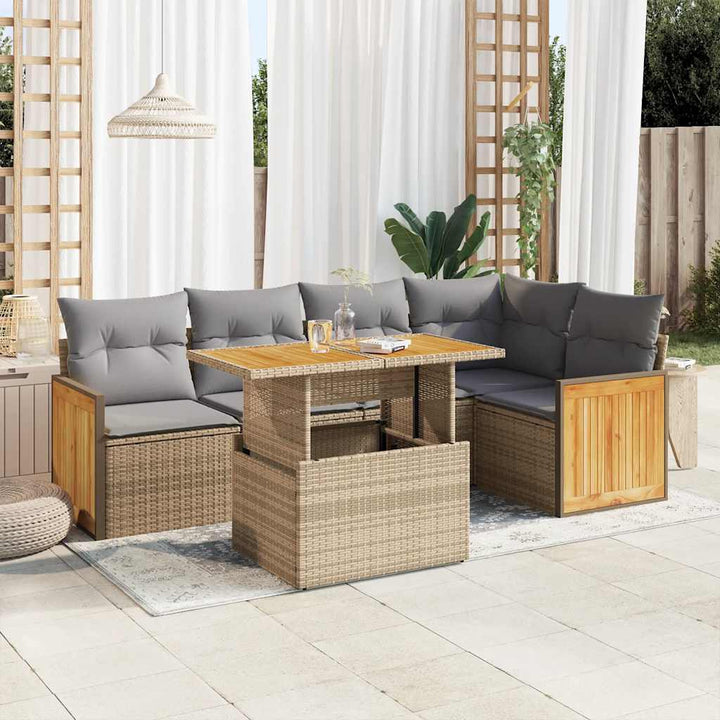 Set Mobilier De Grădină Cu Perne, 6 Piese, , Poliratan
