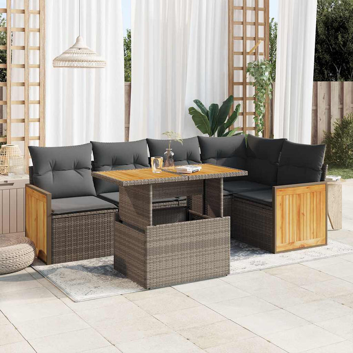 Set Mobilier De Grădină Cu Perne, 6 Piese, , Poliratan