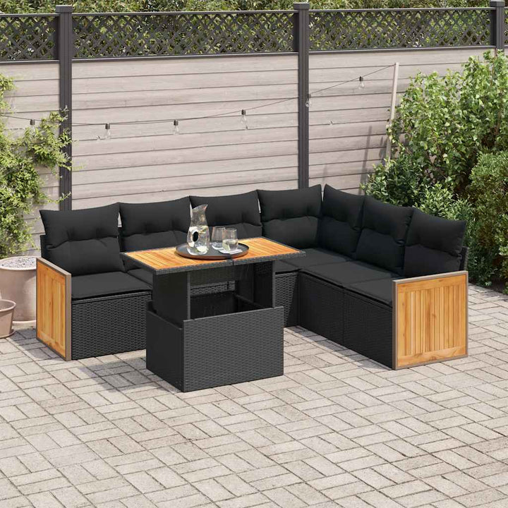 Set Canapele De Grădină, 7 Piese, Cu Perne, , Poliratan
