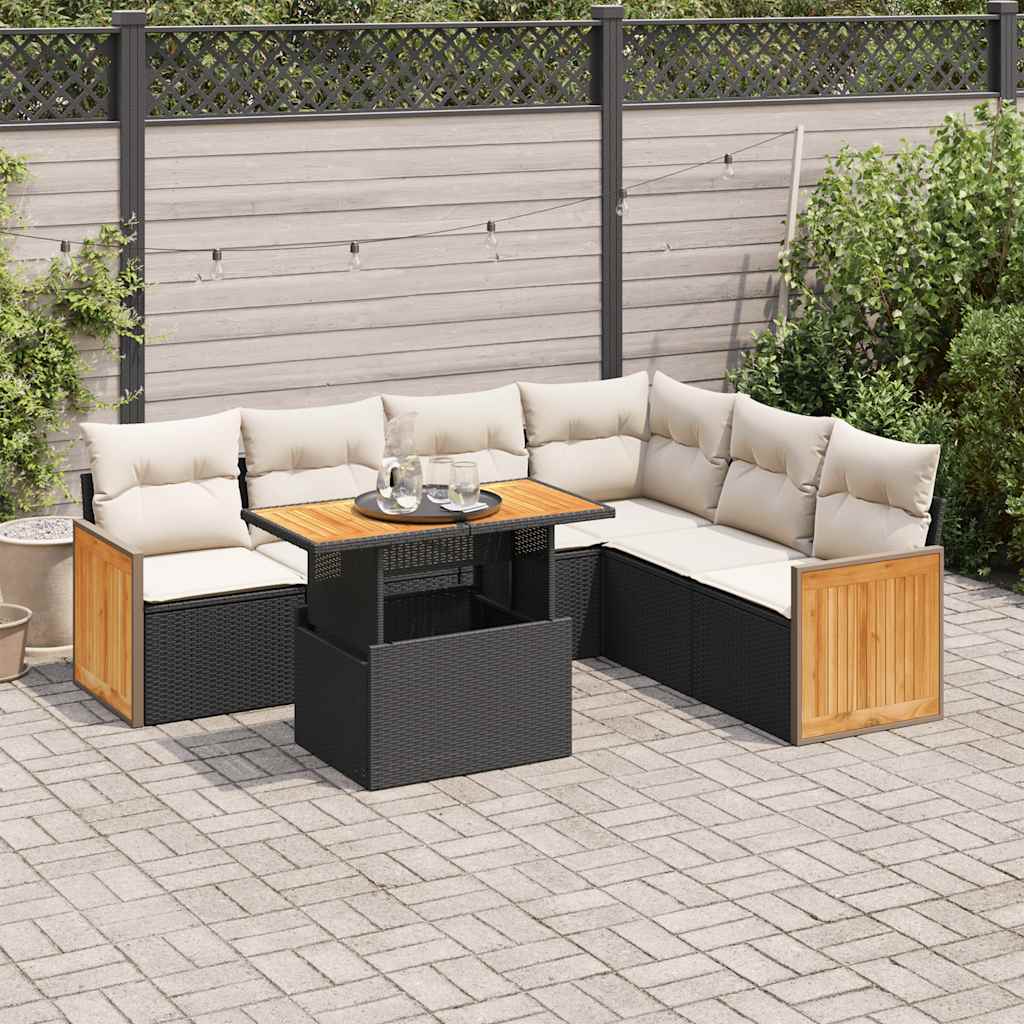 Set Canapele De Grădină, 7 Piese, Cu Perne, , Poliratan