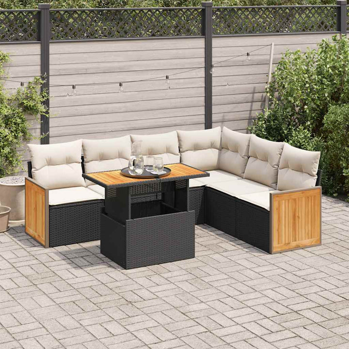 Set Canapele De Grădină, 7 Piese, Cu Perne, , Poliratan