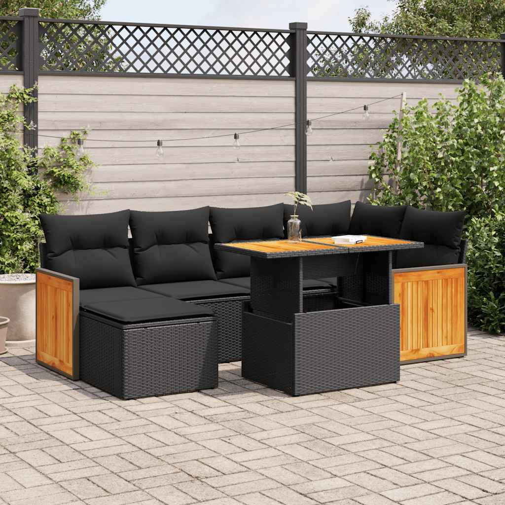Set Canapele De Grădină Cu Perne, 7 Piese, , Poliratan