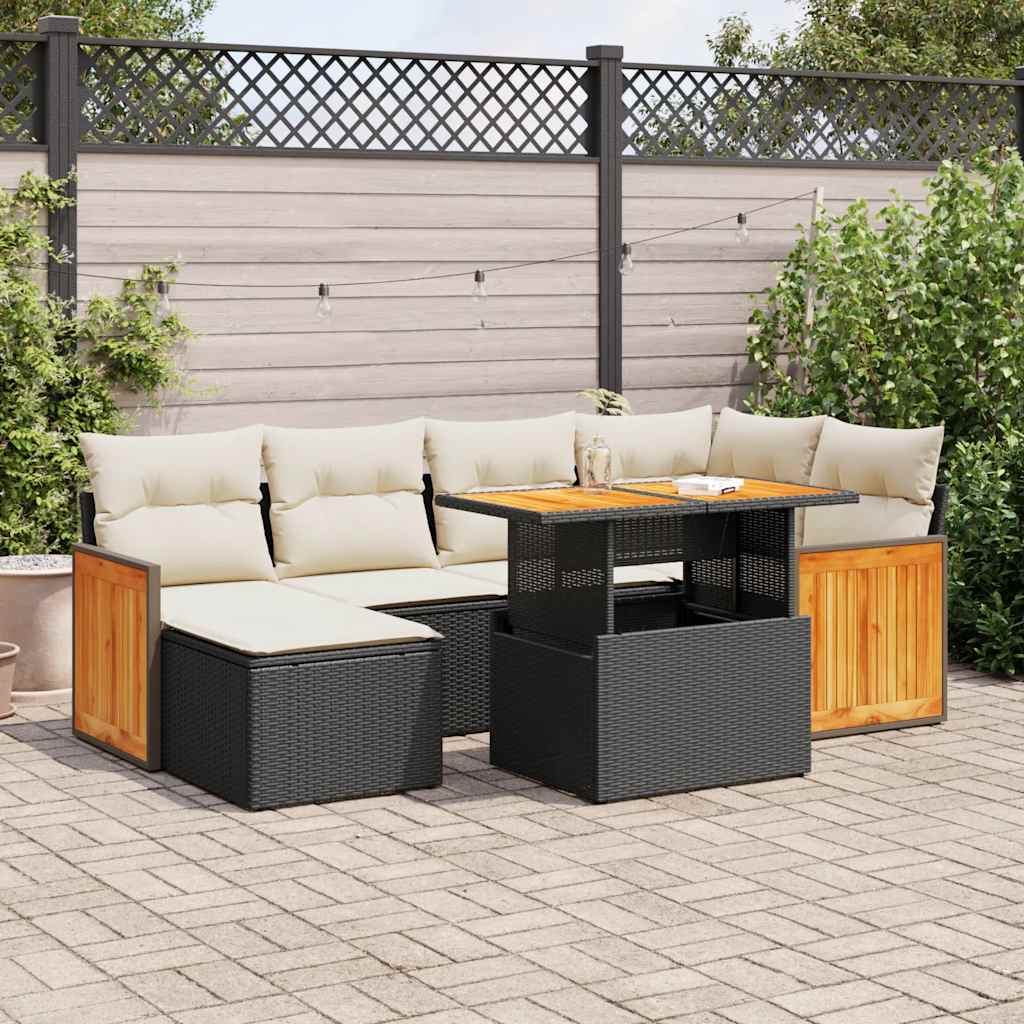 Set Canapele De Grădină Cu Perne, 7 Piese, , Poliratan