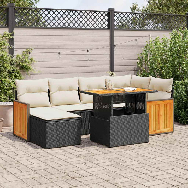 Set Canapele De Grădină Cu Perne, 7 Piese, , Poliratan