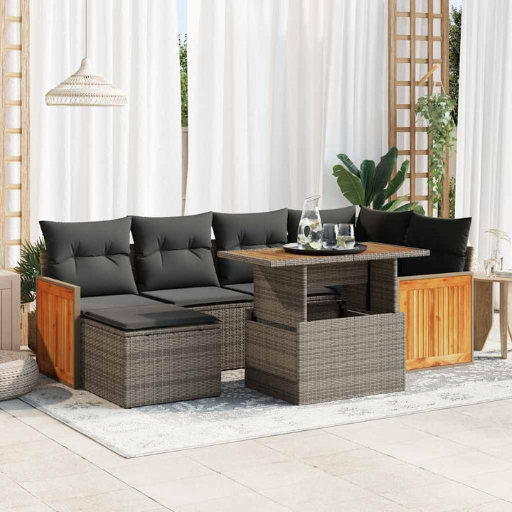 Set Canapele De Grădină Cu Perne, 7 Piese, , Poliratan