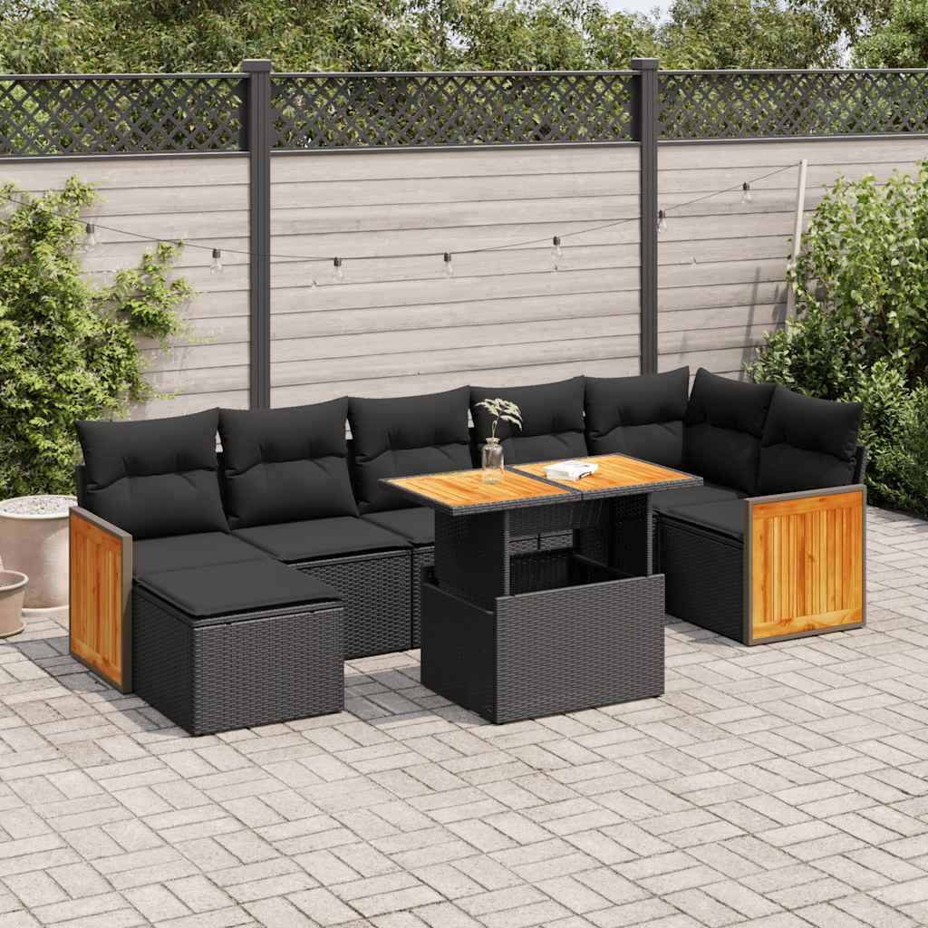 Set Mobilier De Grădină Cu Perne, 8 Piese, , Poliratan