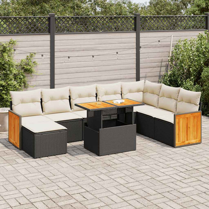 Set Mobilier De Grădină Cu Perne, 9 Piese, , Poliratan