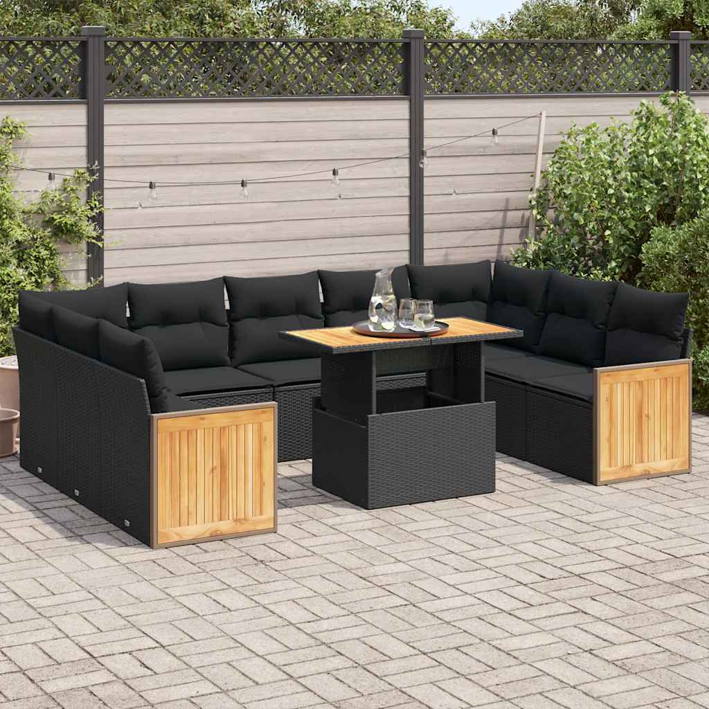 Set Canapele De Grădină Cu Perne, 10 Piese, , Poliratan