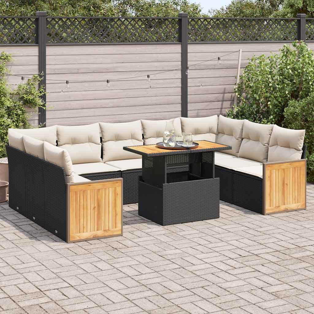 Set Canapele De Grădină Cu Perne, 10 Piese, , Poliratan