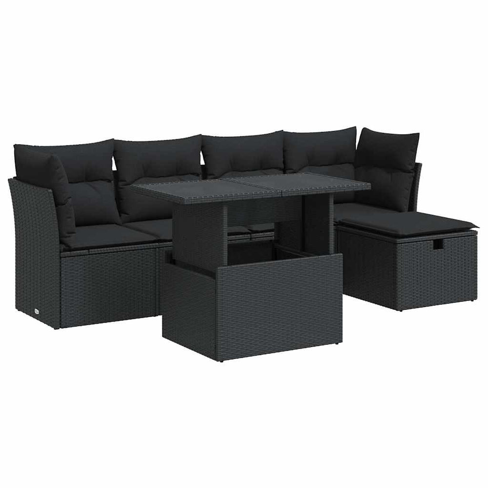 Set Mobilier De Grădină Cu Perne, 6 Piese, , Poliratan