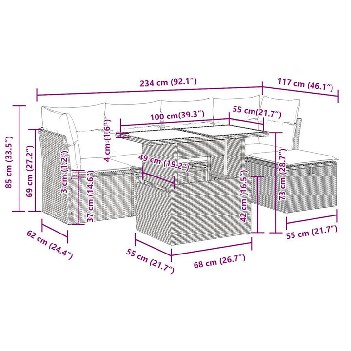 Set Mobilier De Grădină Cu Perne, 6 Piese, , Poliratan