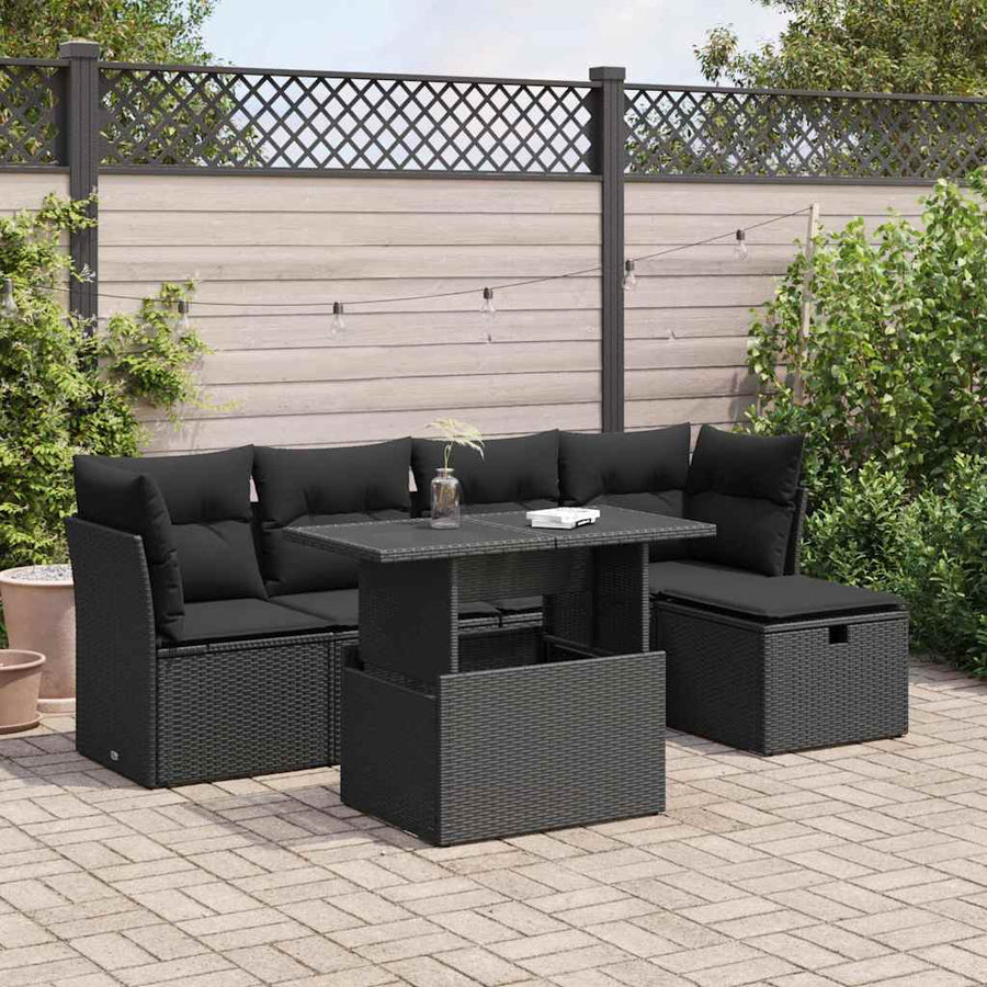 Set Mobilier De Grădină Cu Perne, 6 Piese, , Poliratan