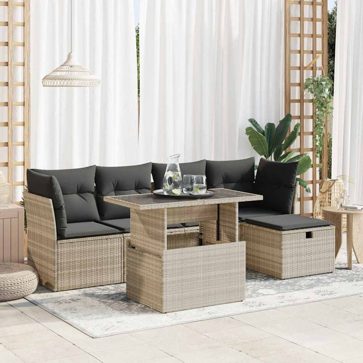 Set Mobilier De Grădină Cu Perne, 6 Piese, , Poliratan