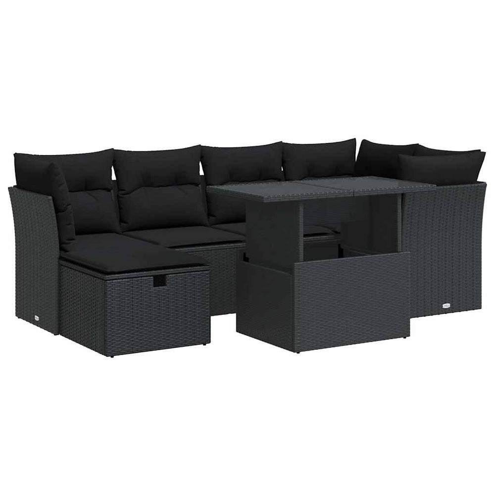 Set Canapele De Grădină Cu Perne, 7 Piese, , Poliratan