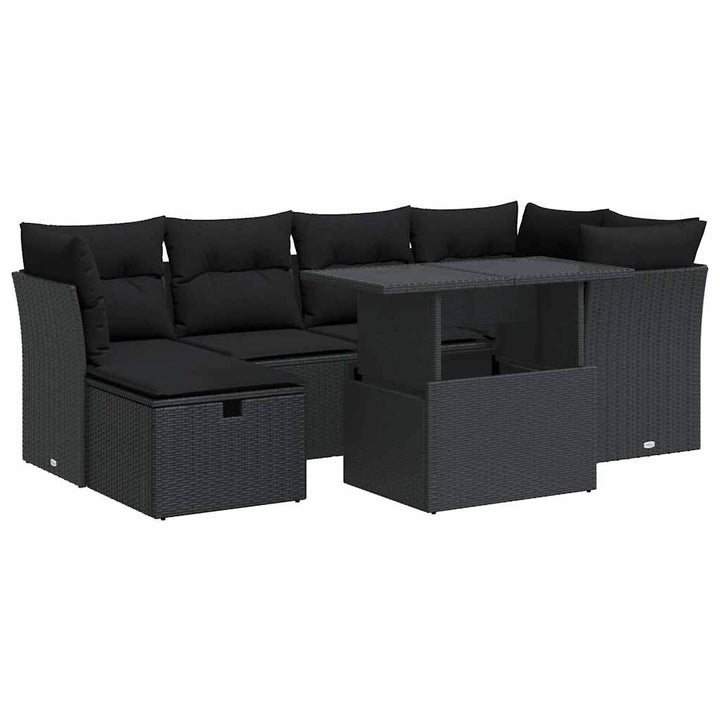 Set Canapele De Grădină Cu Perne, 7 Piese, , Poliratan