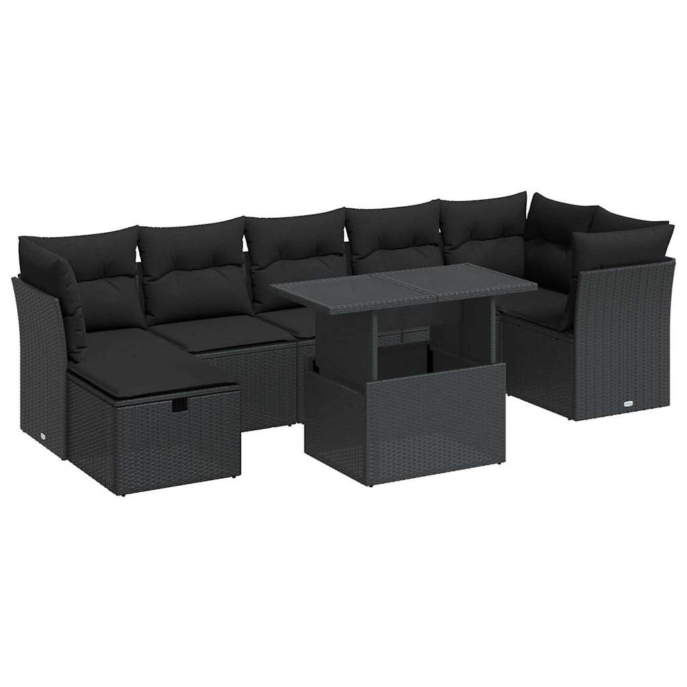 Set Mobilier De Grădină Cu Perne, 8 Piese, , Poliratan