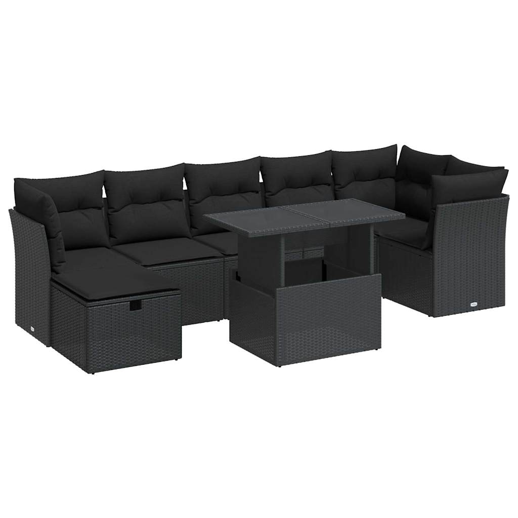 Set Mobilier De Grădină Cu Perne, 8 Piese, , Poliratan