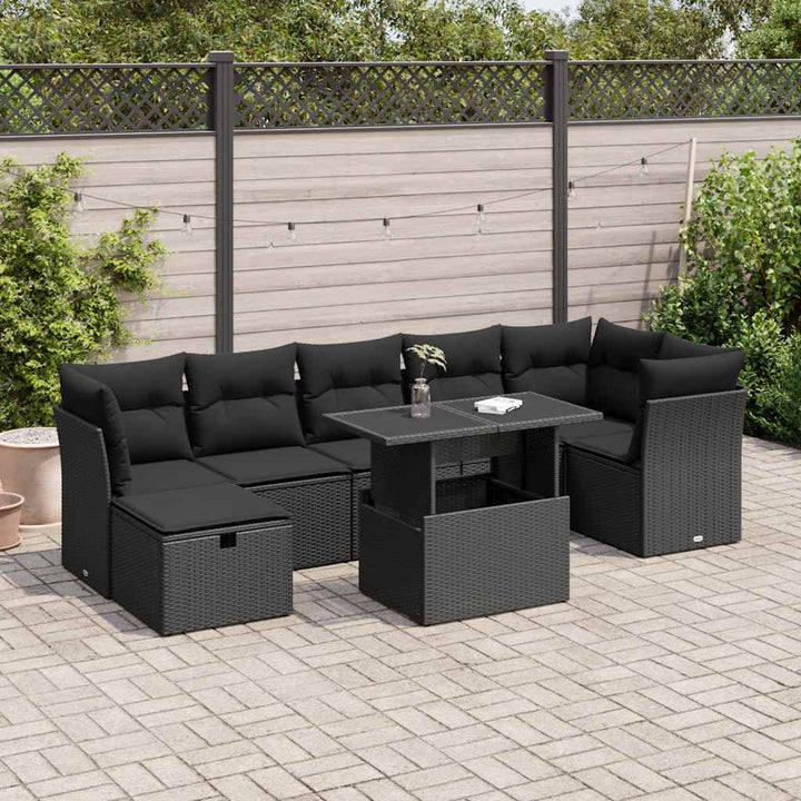 Set Mobilier De Grădină Cu Perne, 8 Piese, , Poliratan