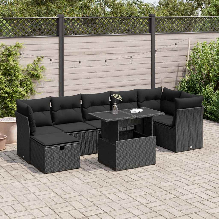 Set Mobilier De Grădină Cu Perne, 8 Piese, , Poliratan