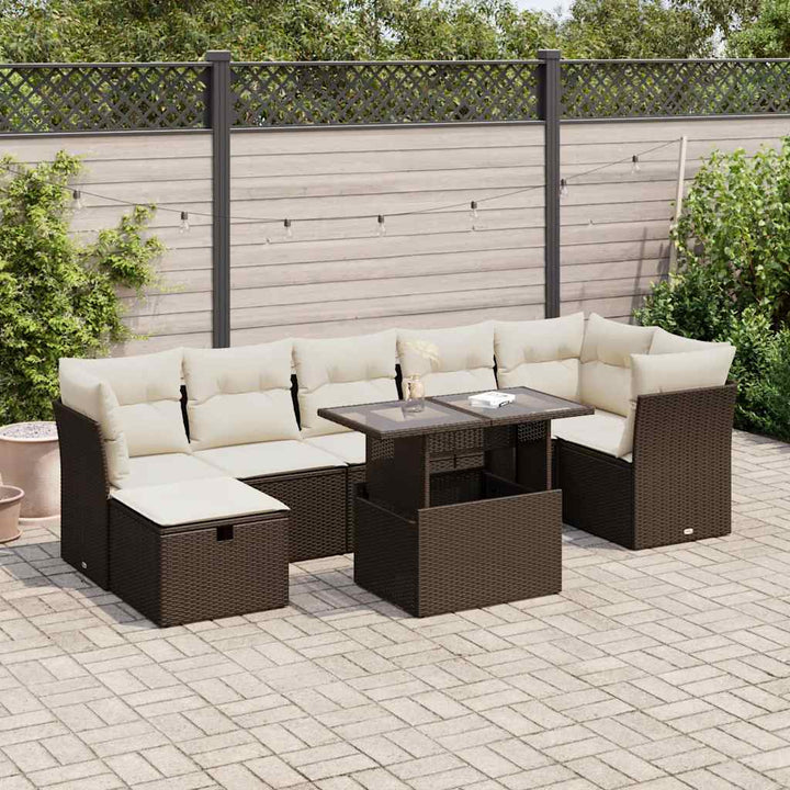 Set Mobilier De Grădină Cu Perne, 8 Piese, , Poliratan