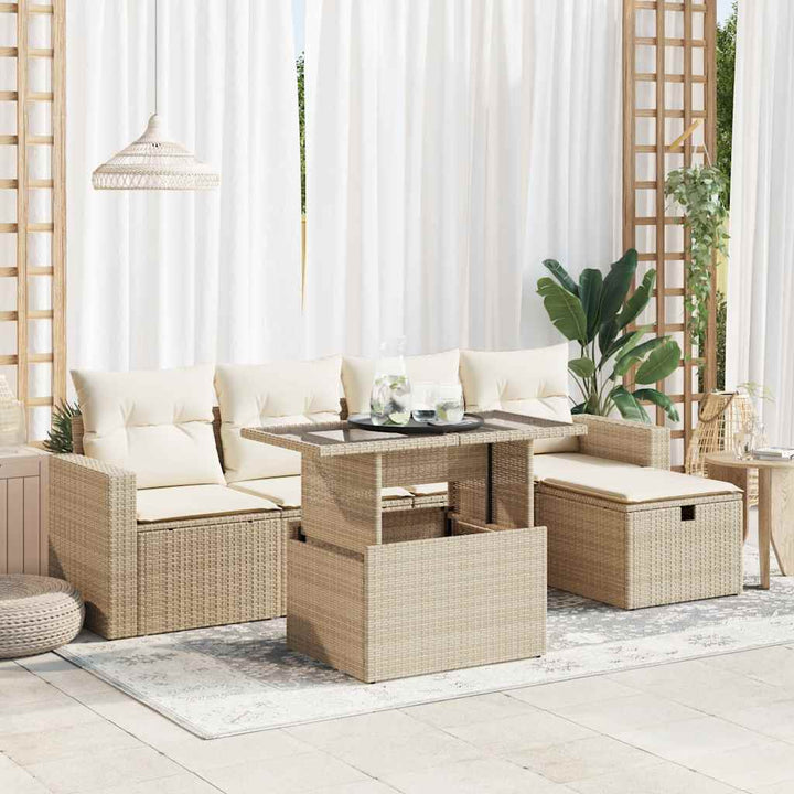 Set Mobilier De Grădină Cu Perne, 6 Piese, Negru, Poliratan